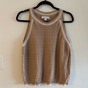 Amour Vert Tan Knit Sleeveless Top-XL